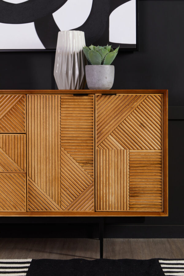 Jakara Natural Finish Sideboard with 4 Doors and  3 Drawers