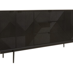 Jakara Black Finish Sideboard with 4 Doors and 3 Drawers