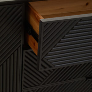Jakara Black Finish Sideboard with 4 Doors and 3 Drawers