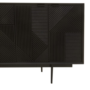 Jakara Black Finish Sideboard with 4 Doors and 3 Drawers