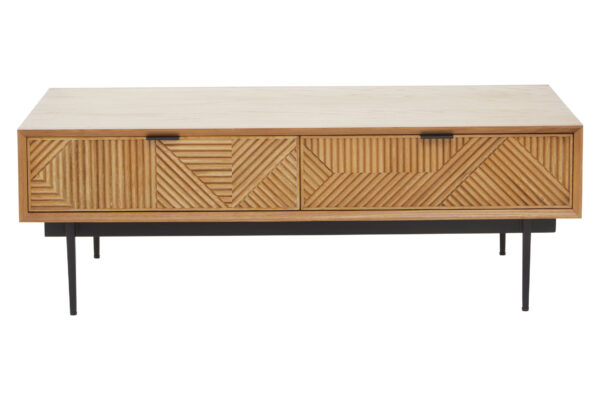 Jakara Natural Finish Coffee Table with Drawers