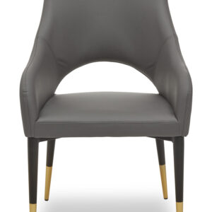 Gilden Grey Leather Effect Dining Chair with Gold Tip Legs