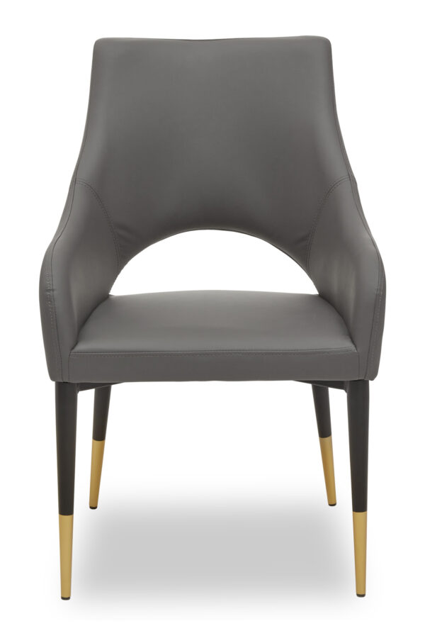 Gilden Grey Leather Effect Dining Chair with Gold Tip Legs