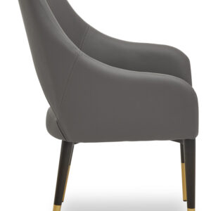 Gilden Grey Leather Effect Dining Chair with Gold Tip Legs