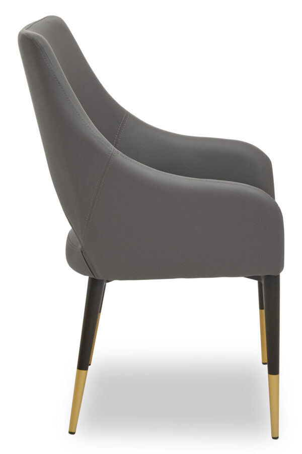 Gilden Grey Leather Effect Dining Chair with Gold Tip Legs