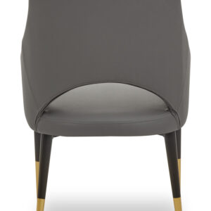 Gilden Grey Leather Effect Dining Chair with Gold Tip Legs