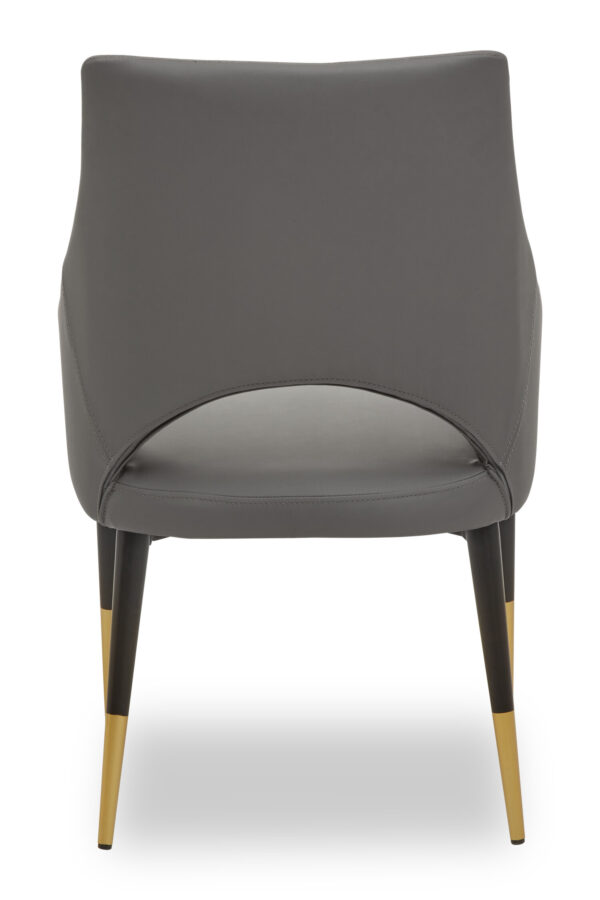 Gilden Grey Leather Effect Dining Chair with Gold Tip Legs