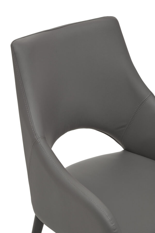 Gilden Grey Leather Effect Dining Chair with Gold Tip Legs