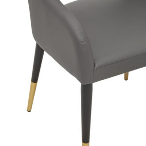 Gilden Grey Leather Effect Dining Chair with Gold Tip Legs