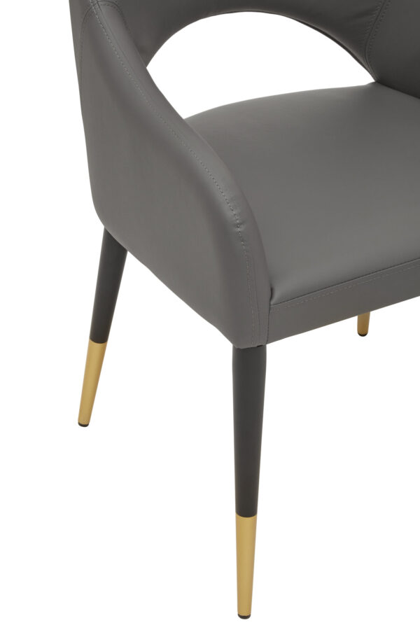 Gilden Grey Leather Effect Dining Chair with Gold Tip Legs