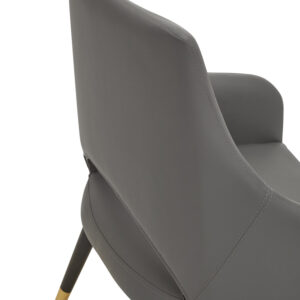 Gilden Grey Leather Effect Dining Chair with Gold Tip Legs