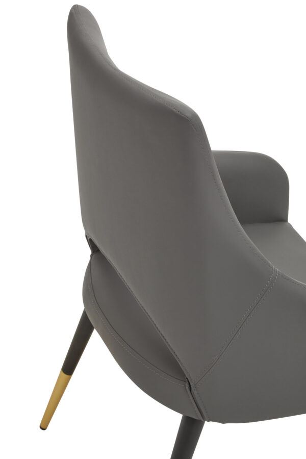 Gilden Grey Leather Effect Dining Chair with Gold Tip Legs