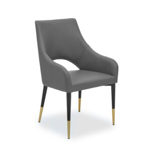 Gilden Grey Leather Effect Dining Chair with Gold Tip Legs