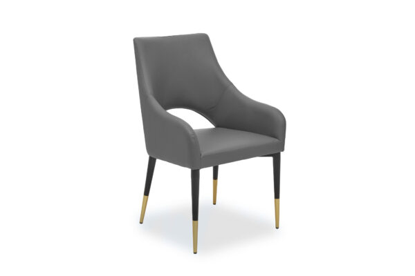 Gilden Grey Leather Effect Dining Chair with Gold Tip Legs