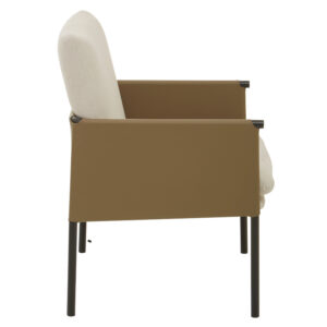 Gilden White Fabric and Brown Faux Leather Dining Chair