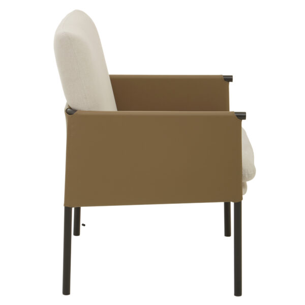 Gilden White Fabric and Brown Faux Leather Dining Chair
