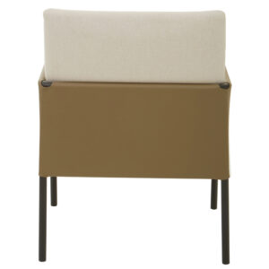 Gilden White Fabric and Brown Faux Leather Dining Chair