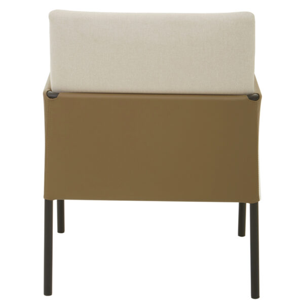 Gilden White Fabric and Brown Faux Leather Dining Chair