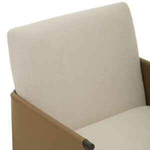 Gilden White Fabric and Brown Faux Leather Dining Chair
