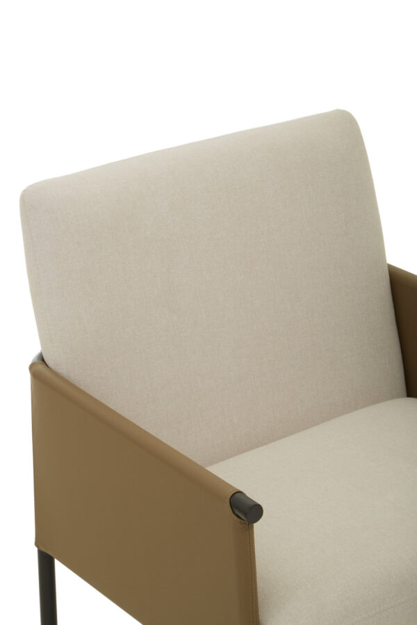 Gilden White Fabric and Brown Faux Leather Dining Chair