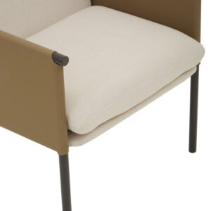 Gilden White Fabric and Brown Faux Leather Dining Chair