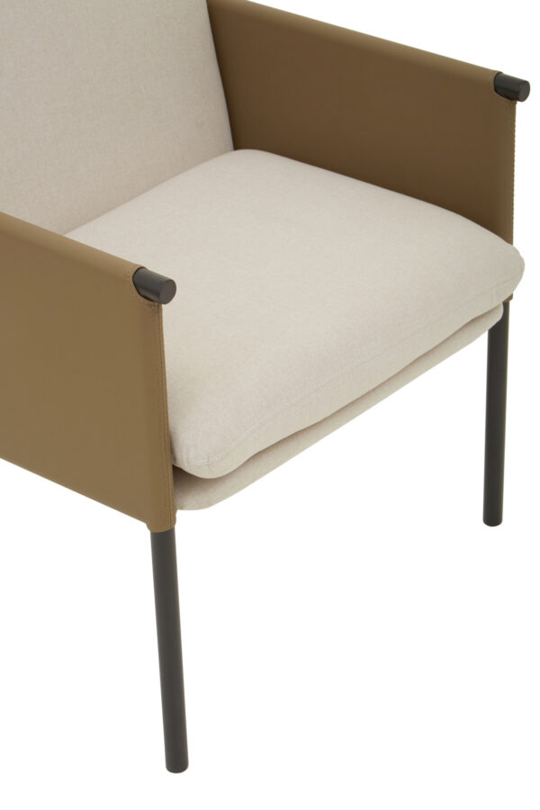 Gilden White Fabric and Brown Faux Leather Dining Chair