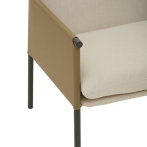 Gilden White Fabric and Brown Faux Leather Dining Chair