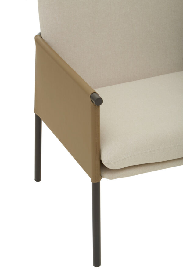 Gilden White Fabric and Brown Faux Leather Dining Chair