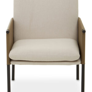 Gilden White Fabric and Brown Faux Leather Dining Chair