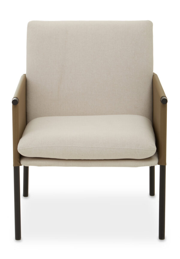 Gilden White Fabric and Brown Faux Leather Dining Chair