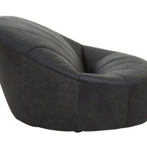 Hoxton Antique Black Leather Lounge Cocoon Chair