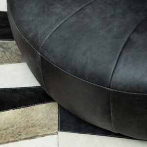 Hoxton Antique Black Leather Lounge Cocoon Chair