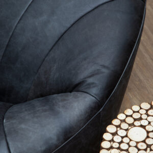 Hoxton Antique Black Leather Lounge Cocoon Chair