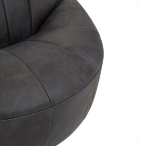 Hoxton Antique Black Leather Lounge Cocoon Chair
