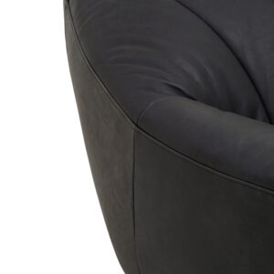 Hoxton Antique Black Leather Lounge Cocoon Chair