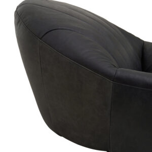 Hoxton Antique Black Leather Lounge Cocoon Chair