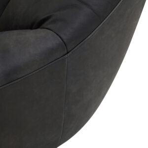 Hoxton Antique Black Leather Lounge Cocoon Chair