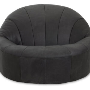 Hoxton Antique Black Leather Lounge Cocoon Chair