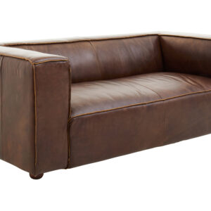 King Two Seater Antique Brown Leather Sofa