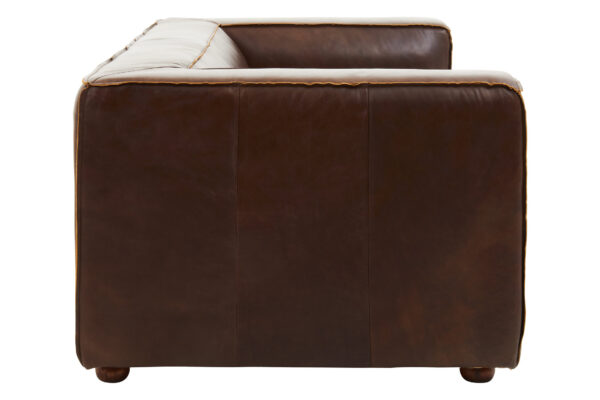 King Two Seater Antique Brown Leather Sofa