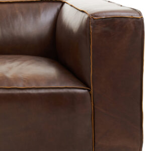 King Two Seater Antique Brown Leather Sofa
