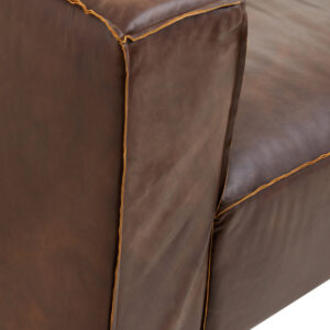 King Two Seater Antique Brown Leather Sofa