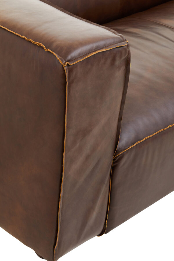 King Two Seater Antique Brown Leather Sofa