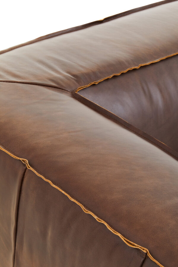 King Two Seater Antique Brown Leather Sofa