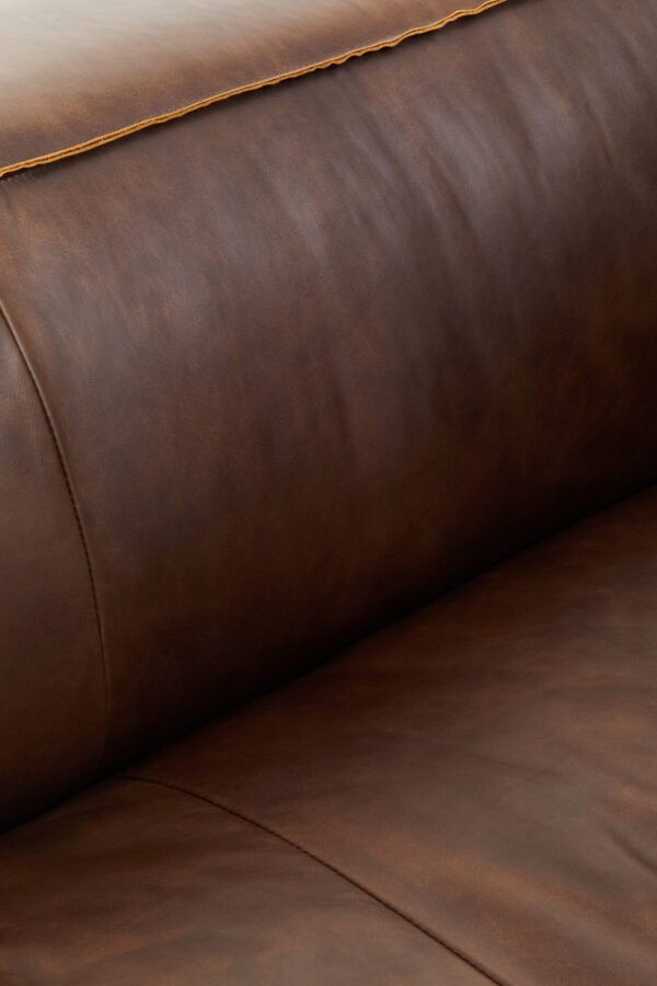 King Two Seater Antique Brown Leather Sofa
