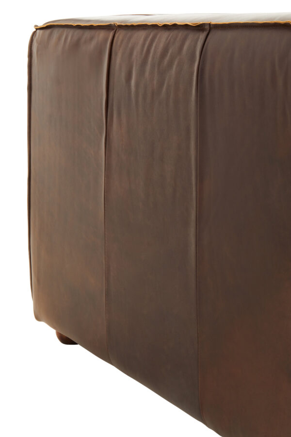 King Two Seater Antique Brown Leather Sofa
