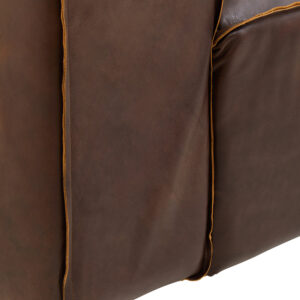King Two Seater Antique Brown Leather Sofa