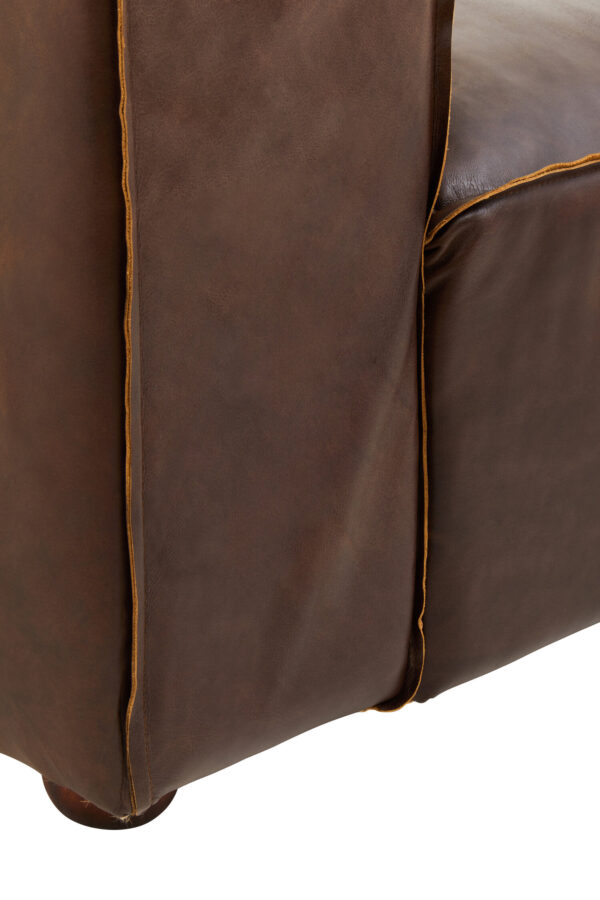 King Two Seater Antique Brown Leather Sofa