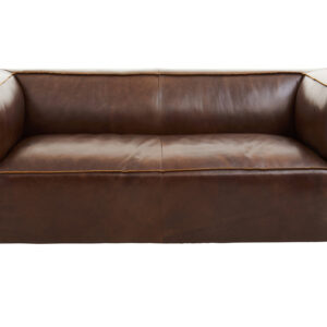King Two Seater Antique Brown Leather Sofa