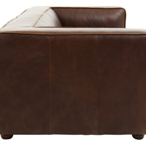 King Three Seater Antique Brown Leather Sofa